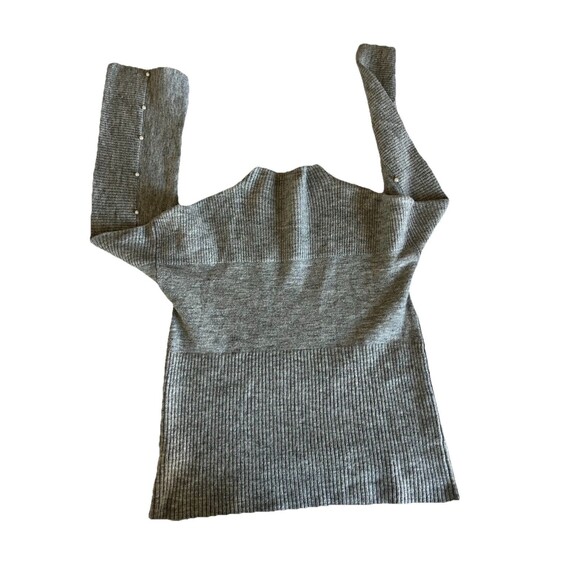 BKE Gray Sweater Small Cozy Flare Sleeve Pearl Embellished - Picture 5 of 9